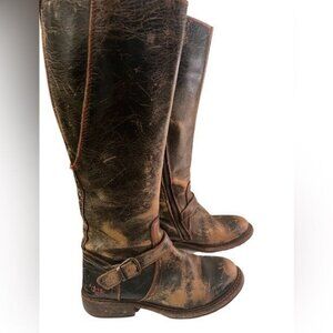 Bed Stu Womens Leather Boots Glaye Size 6 Black Lux Distressed Patina Equestrian